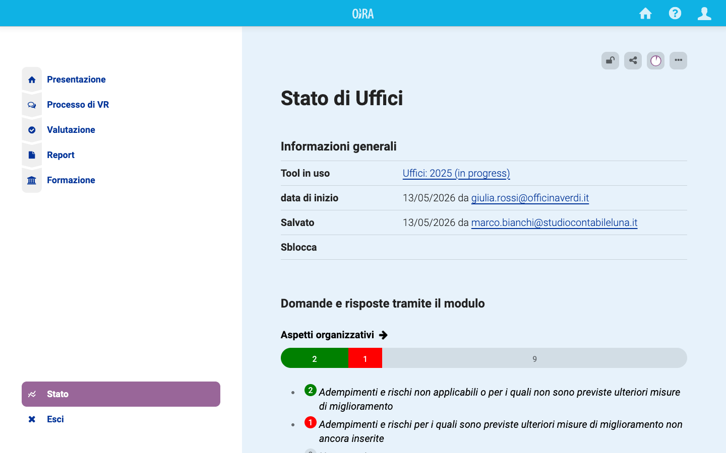 La pagina dello stato